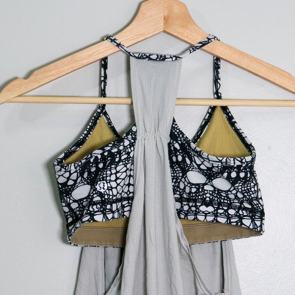 Lululemon Womens Size 4 Racerback Racer Layered Tank Top white black​​ - Picture 5 of 6